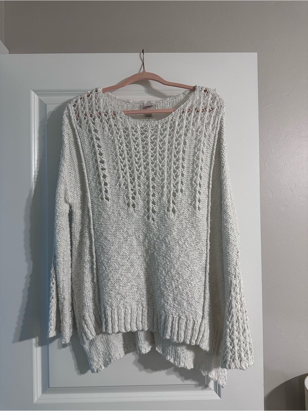 Arizona Jeans White Open-Stitch Women's Sweater